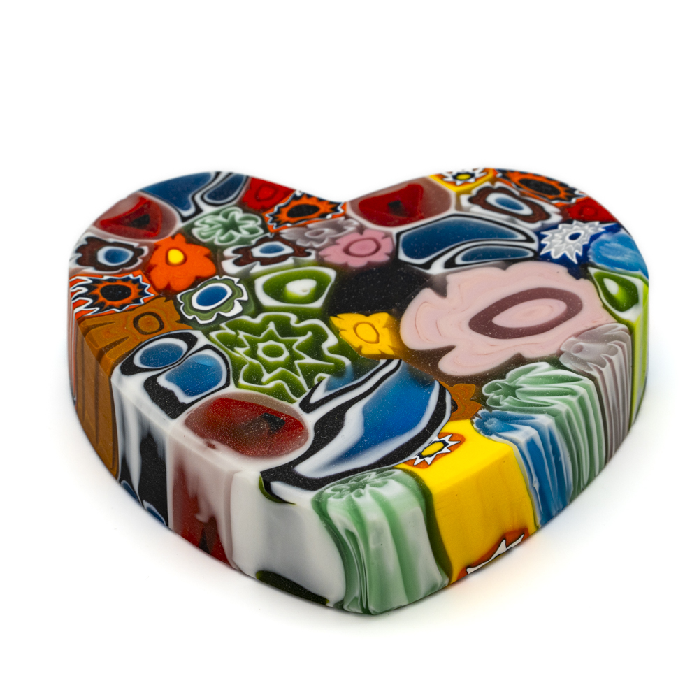 heart millefiori paperweight