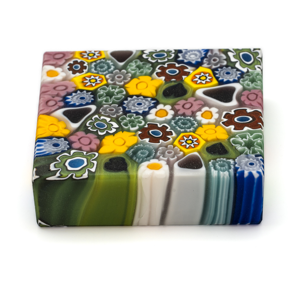 square millefiori paperweight