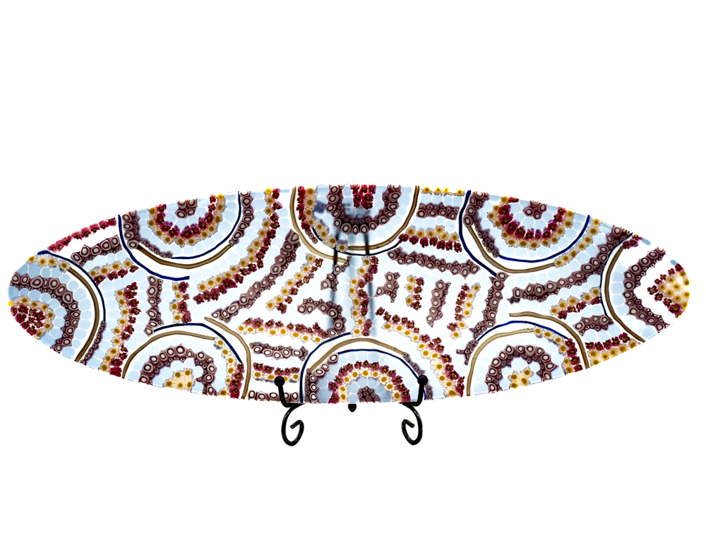 canoe plate with murrine and filigrana long