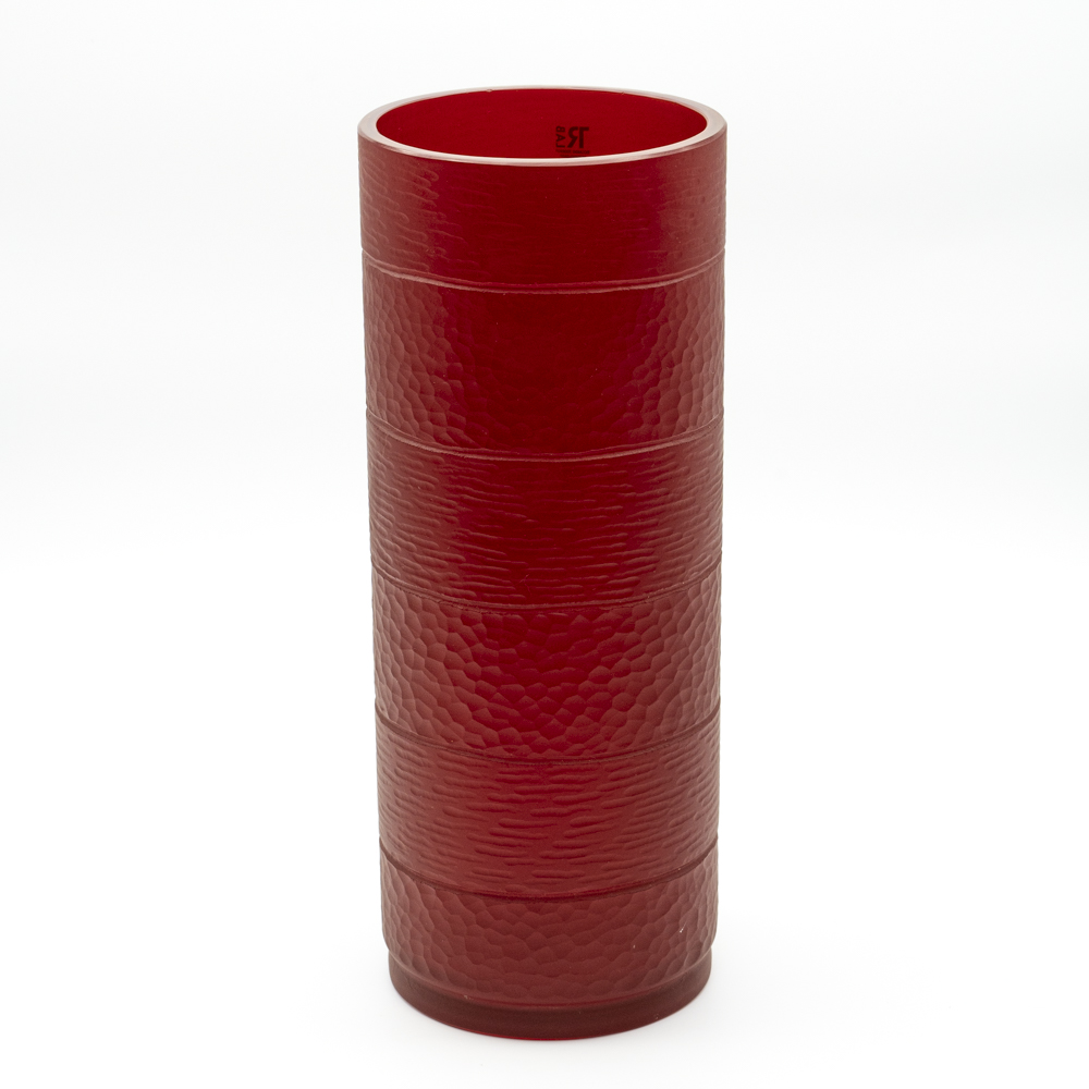 long ruby red vase