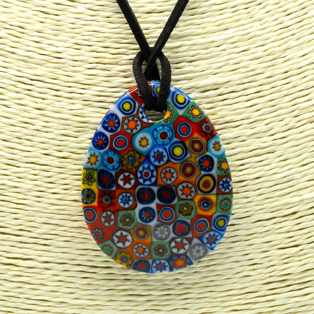 Oval Pendant with Millefiori Murano Glass murrine