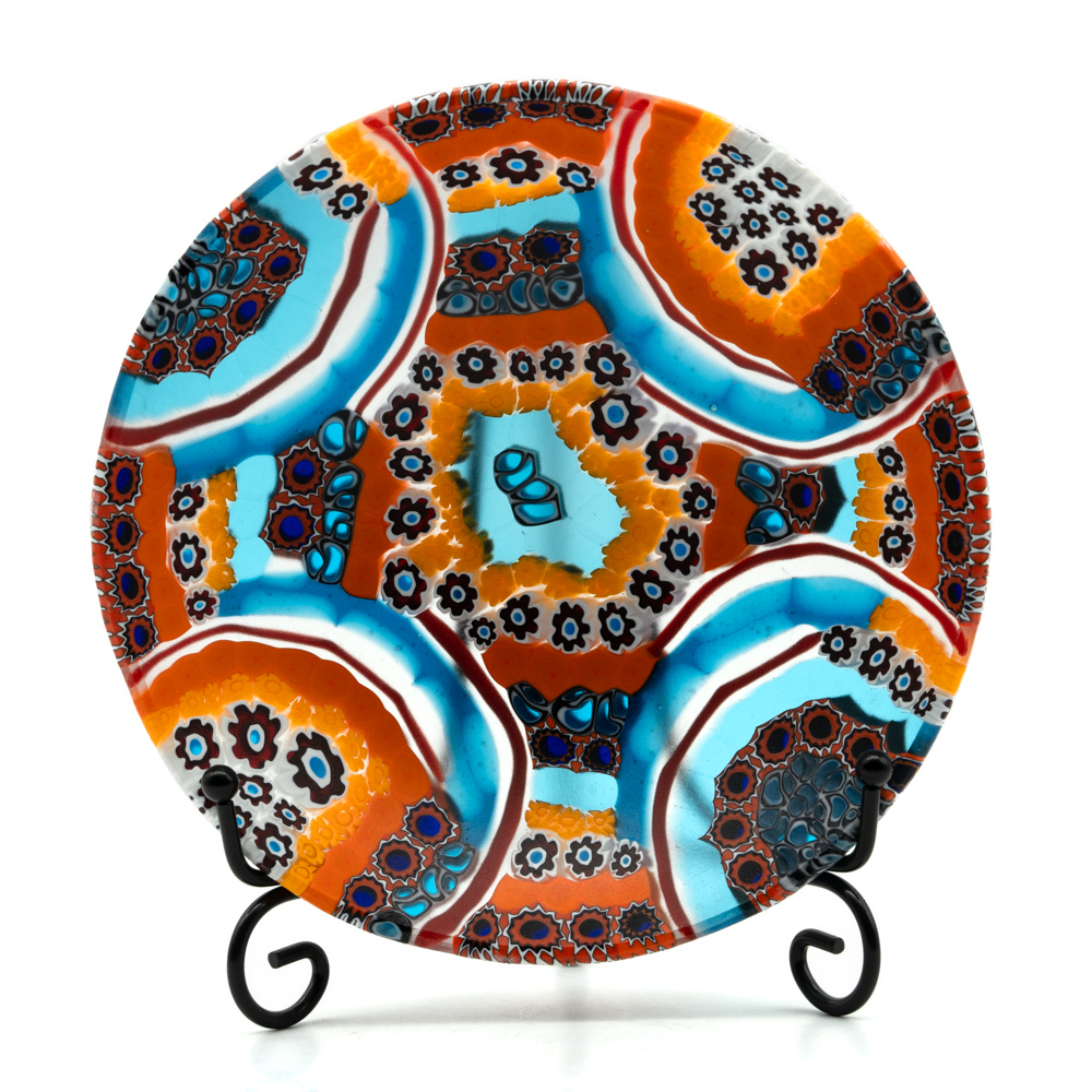 orange bowl with murrine and filigrana